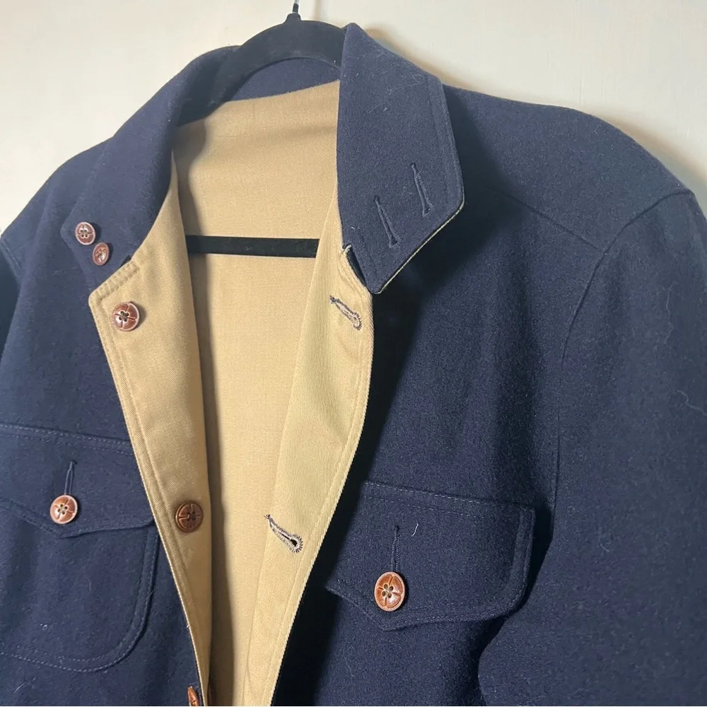 Pendleton – Men’s Vintage Reversible Wool Jacket Navy / Tan – Sz S